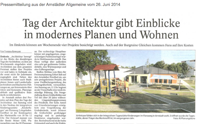 Zum Tag der Architektur 2014 konnte die Kita Kindersegen besichtigt werden.