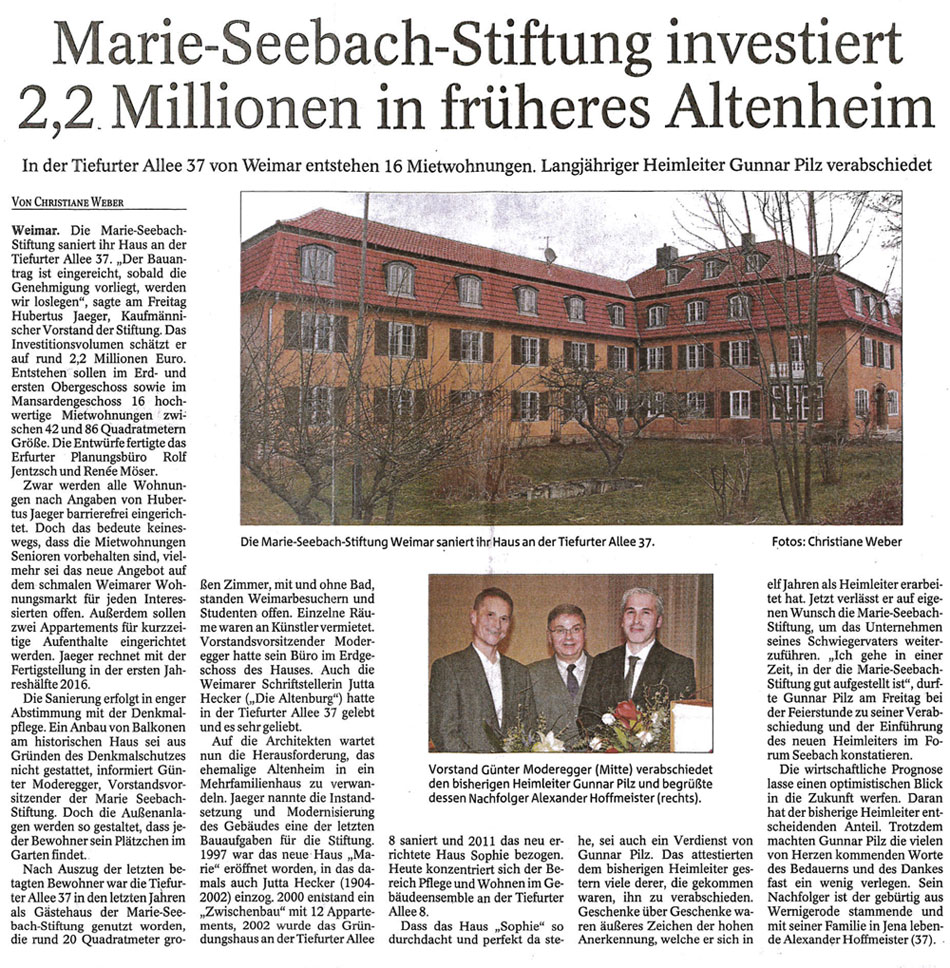 Sanierung des Hauses Marie-Seebach-Stiftung in Weimar im Januar 2015