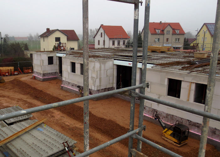 Baufortschritt beim Neubau des Pflegeheims in Wermsdorf im Februar 2015