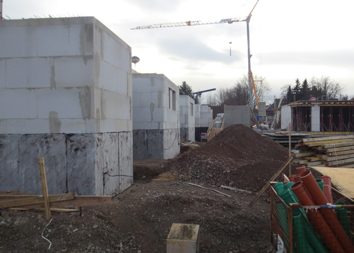 Baufortschritt beim Neubau des Pflegeheims in Wermsdorf im Februar 2015