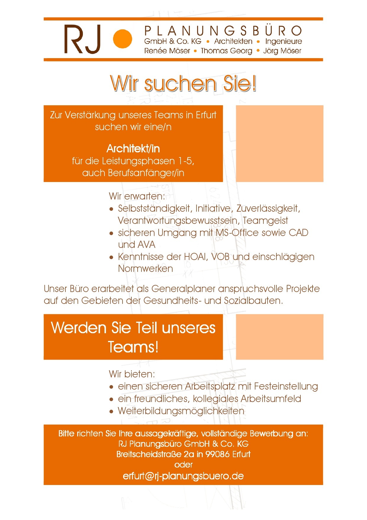 Unsere aktuellen Planungsbüro Stellenangebote für Kassel und Erfurt